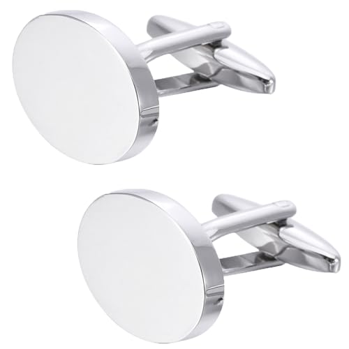 Mancuernillas ovaladas plateadas clásicas para hombre y mujer miniatura 4