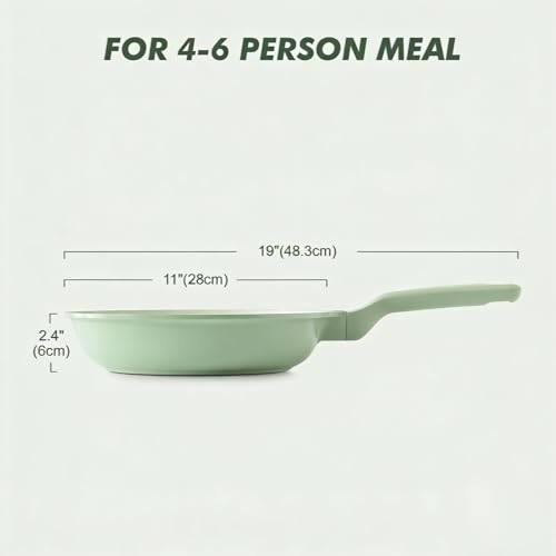 Image of SENSARTE Nonstick Ceramic Frying Pan 11-Inch, Healthy Non Toxic Skillet, Induction Compatible Omelet Pan with Heat Resistant Handle, PFAS-Free, Mint Green