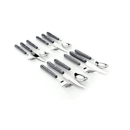 GSI Outdoors Pioneer 12 Piece Cutlery Set I Enameled Steel Flatware Set for Camping, Cabin & RV - Black