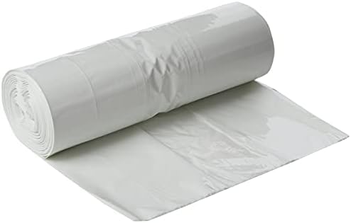EcoBag 50 Heavy Duty Refuse Sacks 50L, Black, 1200 Rim X 800 L & Addis 518024 Kitchen Waste Bin Liners, White, 50 Litre