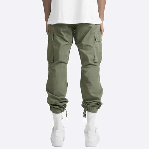Cathalem Cargo Pants for Men Elastic Waist Lightweight Outdoor Tactical Trouser Fit Multi Pocket Casual Athletic Pants3