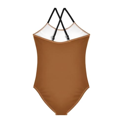 Brown Girls' One Piece Swimsuits Beach Swimwear Bathing Suit for Beach 3-10 Years2