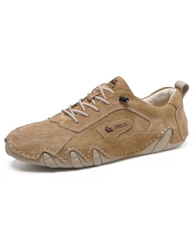 Dbeck SundayStroll Vibe Women's Fashion Casual Walking Shoes Retro Leather Lightweight Outdoor Sports Sneakers for Hiking Trailing, Sand, 8