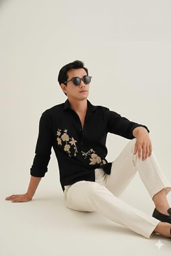 Image of Lymio Men Shirt | Premium Embroidered Shirt for Men | Long Sleeve Slim Fit Casual Shirts for Men | Trendy Wedding & Festive Ready (Packs Also Available) (01-04)