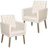 2 Cadeira Poltronas Courino Decorativo para Sala de Estar Recepção MOBLAN decor (BEGE)