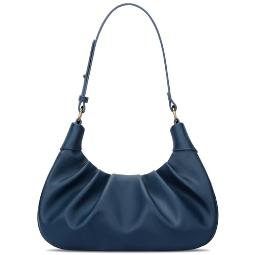Image of KKXIU Shoulder Bag Crescent Handbag Ruched Purse Underarm Bag Mini Hobo for Women