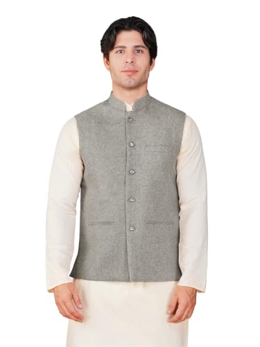 Image of Vastraa Fusion Men's Pure Wool Export-Quality Indian Traditional Nehru Jacket /Woolen Jacket For Men