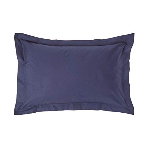 Image of HOMESCAPES Navy Blue Pure Egyptian Cotton Oxford Pillowcase Standard Size 200 TC 400 Thread Count Percale Equivalent Pillow Case Pack of 2