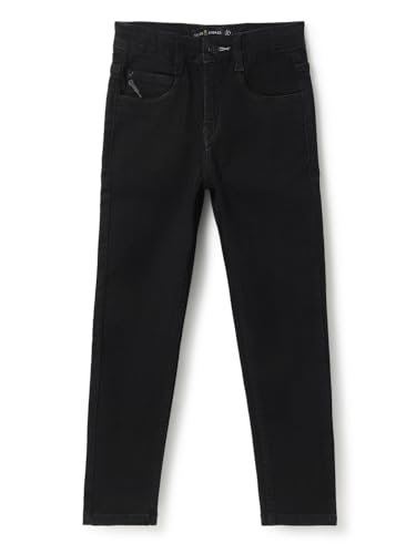Image of Tales & Stories Boys Slim Fit Denim Jeans | 5-Pocket Stylish Mid-Rise Pants| Durable Cotton Denim Lycra with Button Closure | Casual Wear
