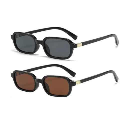 Rectangle Sunglasses Womens Trendy Cool Style Small Narrow 90s Retro Rave Rectangular Sunglasses for Women Men