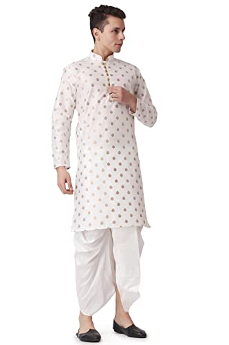 Image of Royal Kurta Men's Silk Blend Printed Kurta Dhoti Set