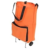 HOLIDYOYO Bolsa De Tirón Carro De Compras Bolsa De Almacenamiento Reutilizable Bolsa De Carro Aire Libre Cesta De Frutas con Ruedas Bolso De Compras Camión Carros Tela Oxford Orange