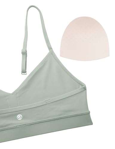 Image of CRZ YOGA Butterluxe V Neck Sports Bras | Light Support, Removable Pads, Yoga, Extremely Soft, Square Back, Adjustable Spaghetti Straps, for Women