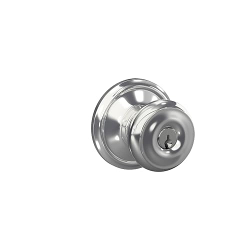 Image of SCHLAGE F51A GEO 625 Georgian Knob Keyed Entry Lock, Bright Chrome 2.3 x 2.8 x 2.8 inches