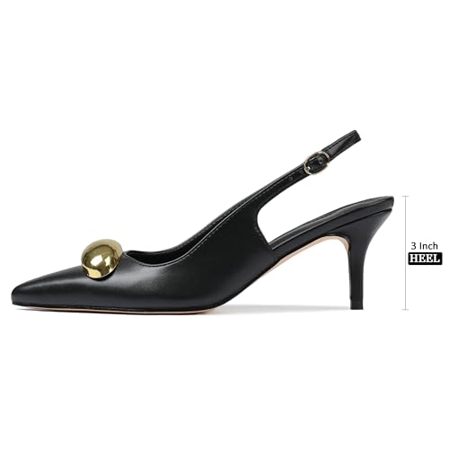 Womens Slingback Kitten Heels Pointed Close Toe Stiletto Heels Pumps Wedding Party Dress Heeled Sandals Comfortable Ladies Pump Shoes2