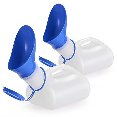 2 Pack Unisex Urinal, Portable Toilet Urinal for Men and Women, Pee Bottle with a Lid and Funnel for Elderly Kids and Patients for Camping Outdoor Travel