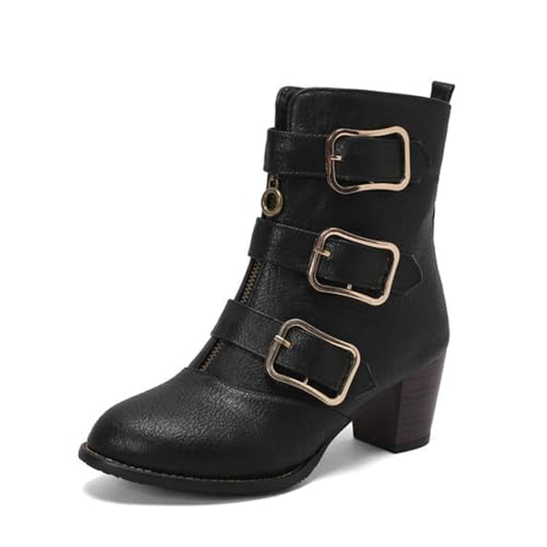 Bottines à bout rond pour femmes et talons blocs stylés