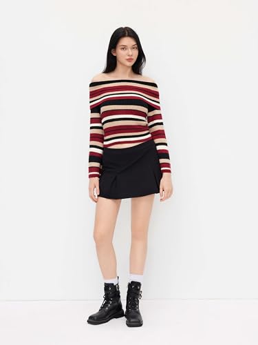 Image of CIDER Off The Shoulder Tops for Women Long Sleeve Going Out Y2K Tops Knit Pullover Fall Outfits Trendy