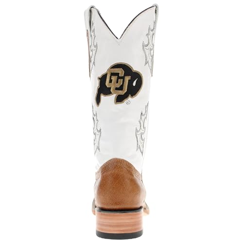 Image of Vaccari Men's Brooks Genuine Smooth Ostrich Leather NCAA Athletics Embroidery Western Cowboy Boots