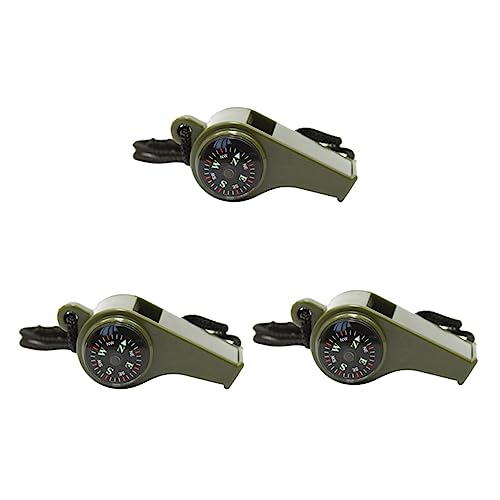 BIUDECO 3Pcs Outdoor Survival Whistles with Lanyard Multifunctional Compass Thermometer for Camping Hiking Emergency Situations Lightweight and Durable Design