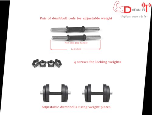 Dream FIt 30Kg Home Gym Set with Rubber Plates, Black - Image 4