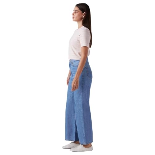 Image of Women's Blue Wide Leg high Rise Jeans