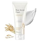 Rice Face Cleanser, Natural Face Wash With Rice Water&Vitamin E, Moisturizing Facial Cleanser For Dry Skin, Korean Skincare Exfoliating Face Wash, Deep Pore Cleansing, Exfoliating Scrub Cleanser