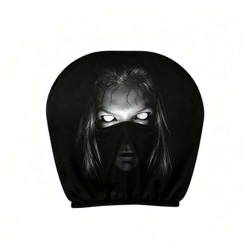 Headrest Covers, 2 Pack Ghost Face Funny Washable Elastic Scary Covers for Cars,Stretchy Soft Polyester Seat Headrest Protector for Vehicle Truck SUV Van Sedan Interior Accessories Women，Black 1