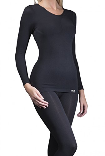 HEAT HOLDERS Women's Thermal Ski Underwear Long Sleeve Vest Black L/XL