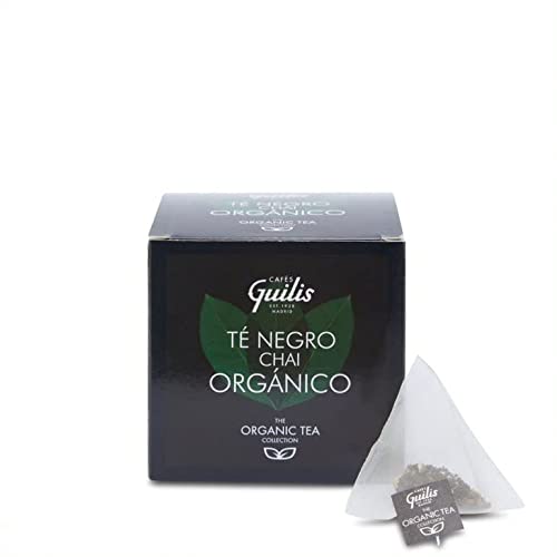 CAFES GUILIS DESDE 1928 AMANTES DEL CAFE Té Negro Chai Orgánico en Hoja Caja 15 Pirámides - Pack 4