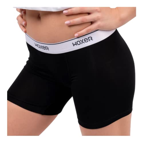 Woxer Womens Boxer Briefs Underwear, Baller 5” Boyshorts Panties Soft Chafing-Free, No Roll Inseam Black