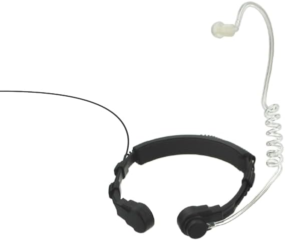 Close-up of the acoustic tube earpiece with a clear earbud.