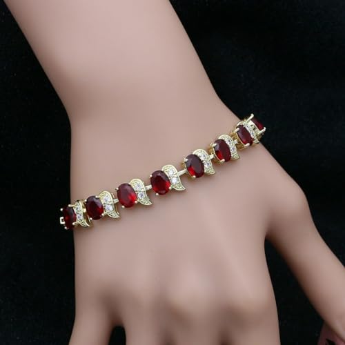 Image of LMXXVJ Fashion Tennis Bracelet Created Emerald White Gold Plated Charm Bracelet Gifts Jewelry for Women