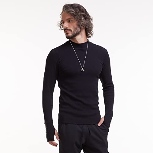 Blusa Canelada Masculina Manga Longa com Luva Preta (P)