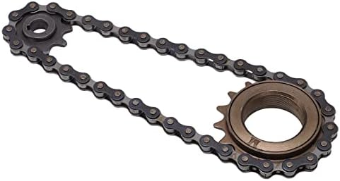 Miniatura 8 de VBESTLIFE Rueda libre de una sola velocidad y cadena iluminada, 16 dientes rueda libre 9 dientes piñón 38 secciones cadena para montaña