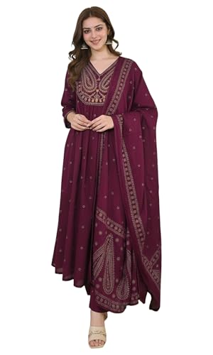 Kurta Anarkali brodé tenue élégante de bureau et fête en viscose douce