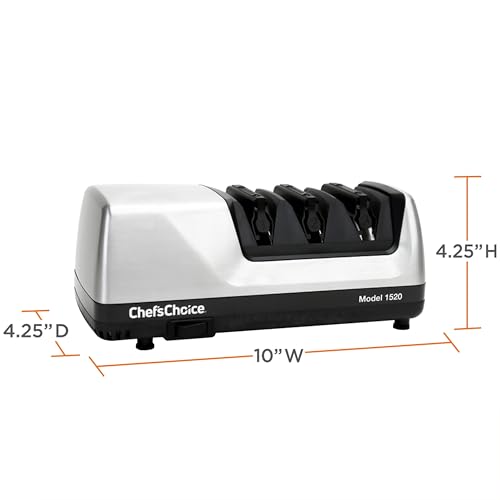 Chef'sChoice Professional Electric Knife Sharpeners AngleSelect for 15- and 20-Degree Straight-Edge and Serrated Knives with Diamond Abrasives & Precision Angle Control, 2-Stage, Metallic by Chef's Choice - Image 7
