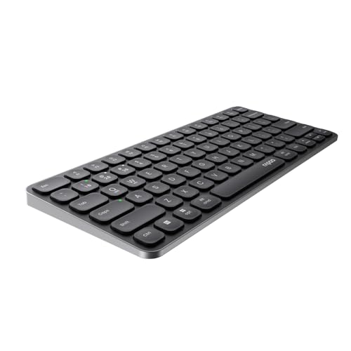 Image of RAPOO E9050L Bluetooth Wireless Multi-Device Keyboard(4 Devices), Rechargeable, Led Indicators, Ultra-Thin, Ergonomic, Compatible with Windows, iOS, Android, Tab, Smartphones -Grey 3-Year Warranty