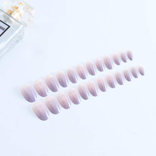 Yalice Glossy Fake Nails Purple Long Press on Nails Tip Oval Full Cover Nails Ombre Acrylic False Nails for Women and Girls 24Pcs