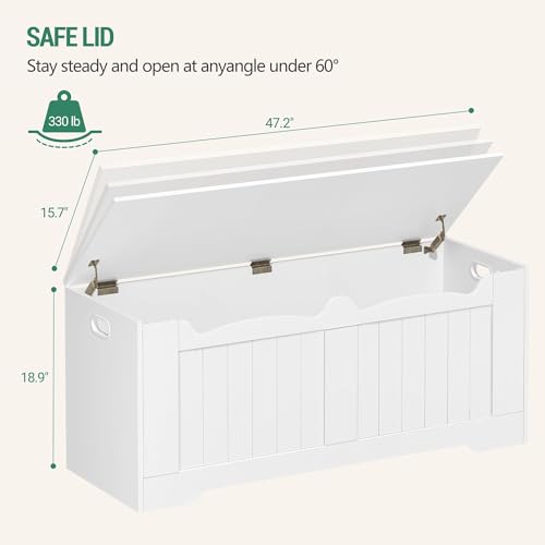 Image of Hzuaneri 47.2 inch Storage Chest, Extra Large Storage Bench Trunk with 2 Hinges, Wooden Box, Lift-Top Chest Organizer, Shoe Bench for Entryway, Bedroom, Living Room, White SB28603X
