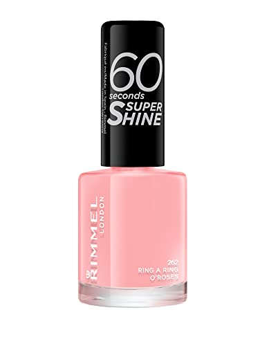 Rimmel 60 Seconds Super Shine Nail Polish, Ring a Ring O Roses, Quick-Dry Nail Polish, Ultra-Shiny Finish, Easy to Apply, Vibrant Colour, Long-Wearing, Clean and Improved Formula, Vegan, 8ml
