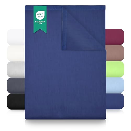 GREEN MARK Textilien Classic Sábanas | Sábanas | Toallas 100% algodón sin elástico en Muchos tamaños y Colores Tamaño: 180x275 cm, Azul Marino