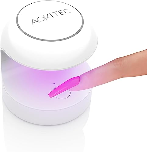 Aokitec Mini Lampada UV per Asciugatura Rapida Punte Unghie Smalto in Gel, Resina di Estensione Gel Poli, Luce LED UV Asciugatrice Arte Fai da Te (Bianco)