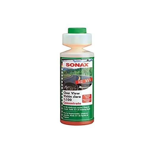 SONAX Limpiacristales 1:100 concentrado (250 ml), para el sistema de limpiaparabrisas en verano | N.° 03711410-544, Paquete puede variar
