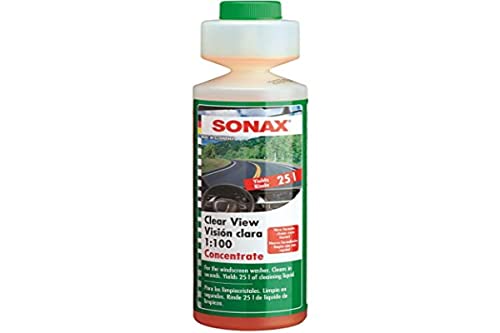SONAX Clear View Windshield Washing Fluid 250ml | Windscreen Cleaning Liquid | Car Glass Cleansing Shampoo | Remove Tough Dirt, Insects, Oil & Grime