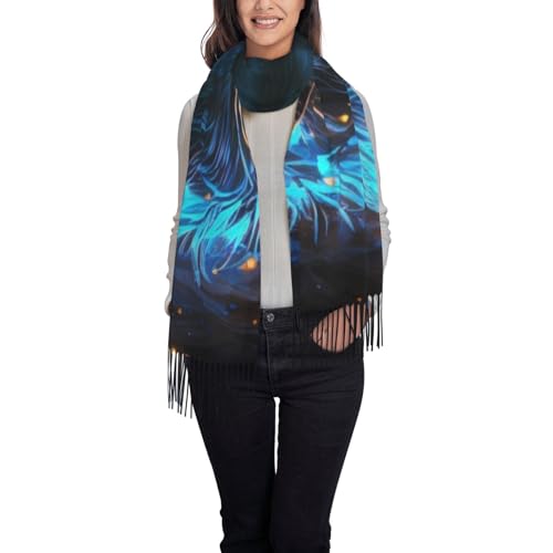 Cool Blue Light Wolf Print Scarves For Women Gifts Blanket Scarf Scarves Oversized Wrap Shawl Gift2