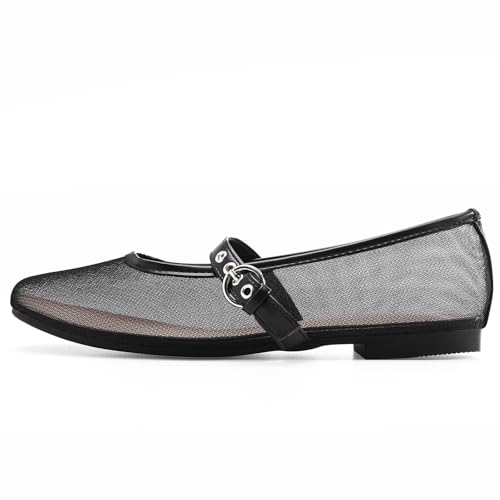 Image of Leopard Flats for Women Mesh Ballet Flats Mary Jane Animal Print Shoes Slip On Casual Breathable Ballerina Flats