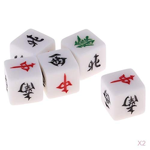 Juego de dados Mahjong 10 piezas para casino miniatura 6