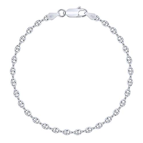 PLANETYS - Bracelet Argent 925/1000 Rhodié Maille Grain de Café 3.2 mm