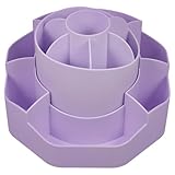 VILLCASE 2in1 Drehbarer Schreibtisch Stiftehalter aus Pp mit Hoher und Kurzer Fächerkombination Abnehmbarem Aufbewahrungsbehälter für Schüler im Büro und Küche